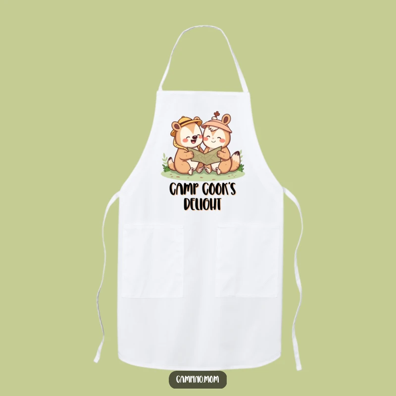Funny Kawaii Camping Animal Apron: Giggle Map Chef, Hilarious Outdoor Cooking, Perfect Gift