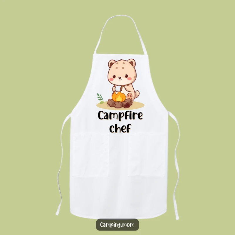 Funny Kawaii Camping Animal Apron: Roasting Marshmallows Fun!