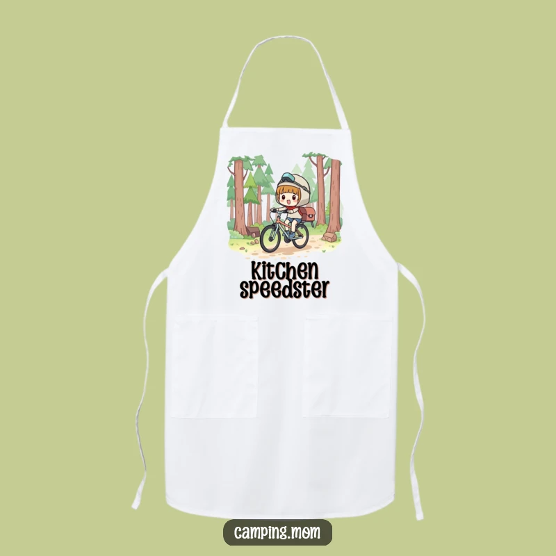 Funny Kawaii Camper Apron: Cyclist Chef Design, Kitchen Humor Gift