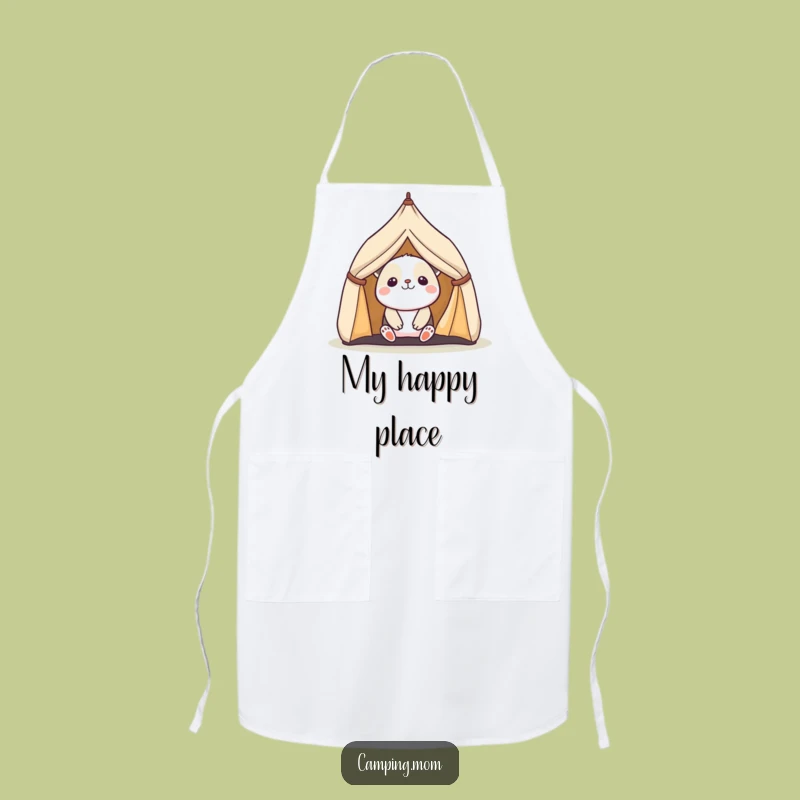 Funny Kawaii Camping Animal Apron: Delightful Tent Peek for Kitchen Fun
