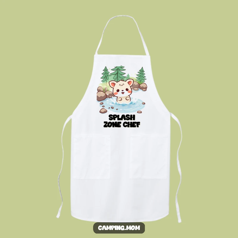 Funny Kawaii Camping Apron: Joyful Stream Splash - Cook with Playfulness