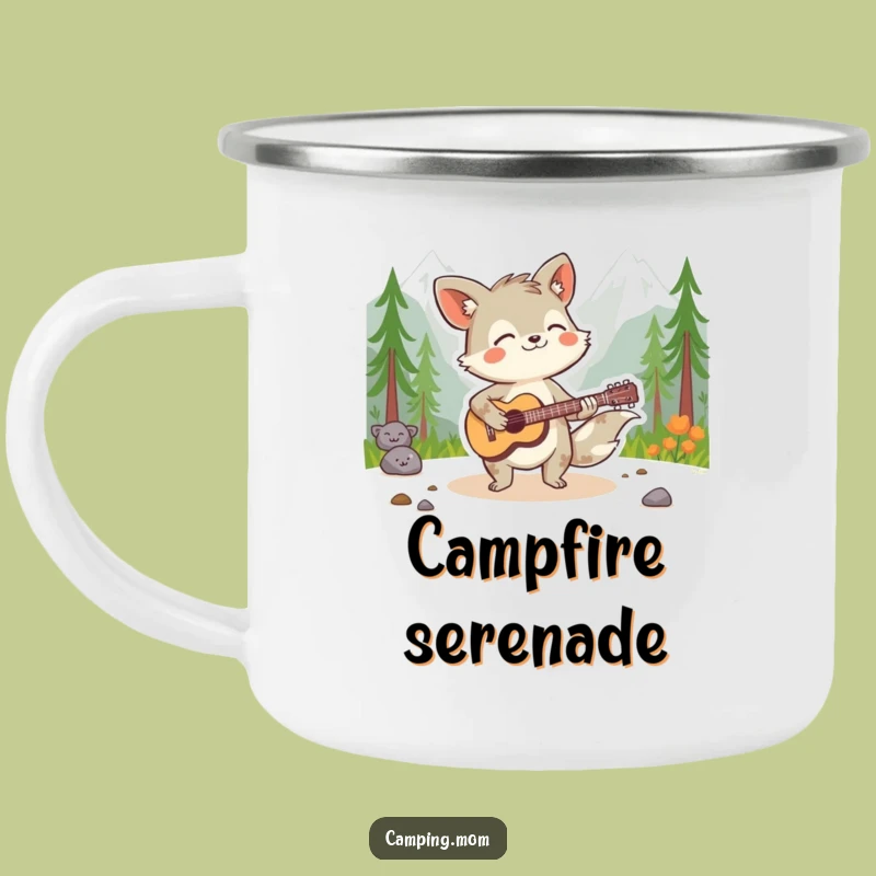 Funny Spirited Animal Camping Mug - Wilderness Guitarist Enamel Cup for Adventures and a Fun Gift
