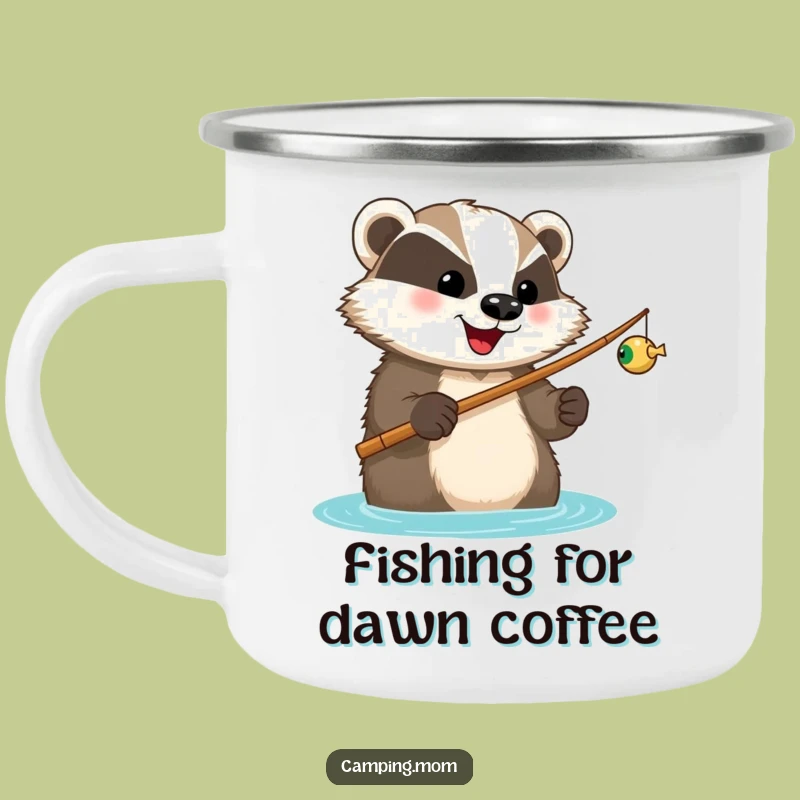 Funny Badger Fishing Camping Mug: Happy Angler - Your Outdoor Funny Gift