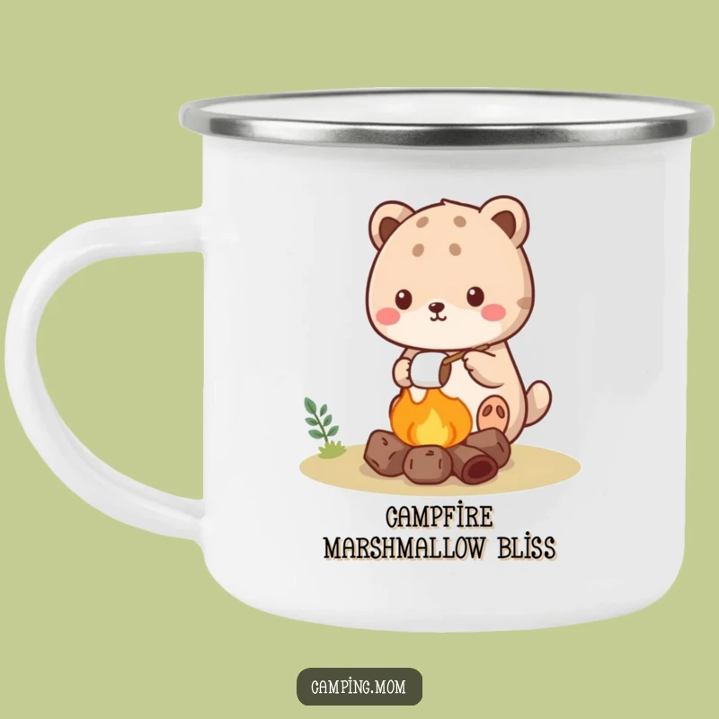 Funny Kawaii Camping Animal Mug: Roasting Marshmallows Outdoors