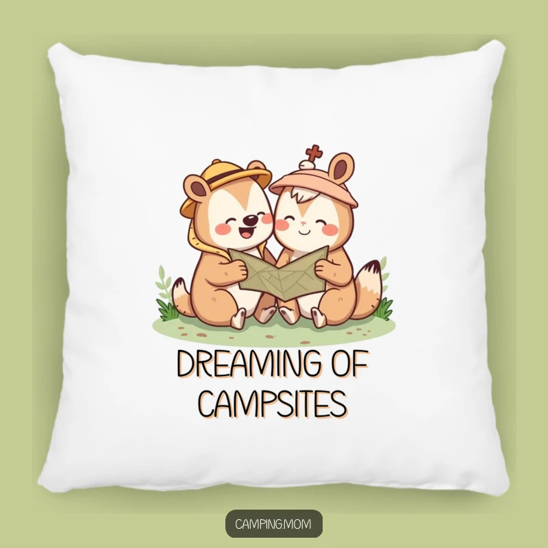 Funny Kawaii Camping Animal Pillow: Giggle Map Comfort, Hilarious Outdoor Accent, Perfect Gift
