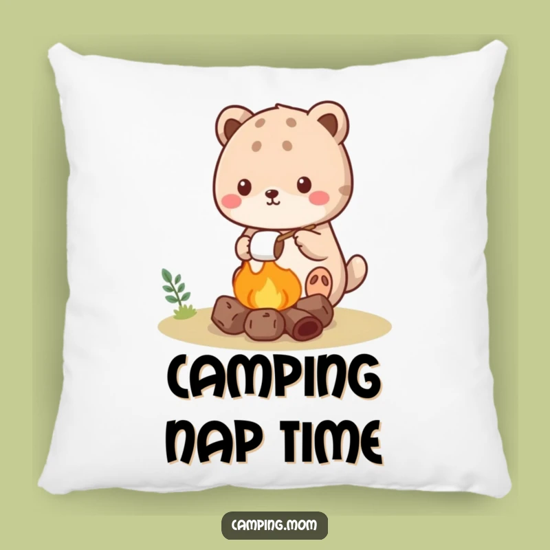 Funny Kawaii Camping Animal Pillow: Cozy Campfire Cuteness