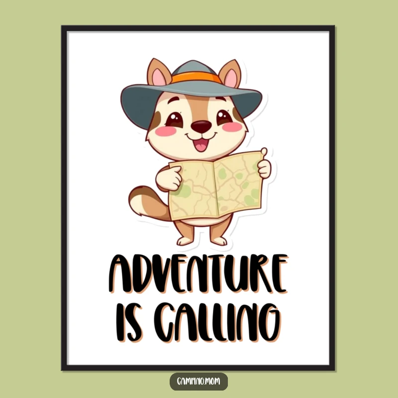 Funny Adventure Animal Map Digital Art - Hilarious Explorer Print, Perfect Art Funny Gift