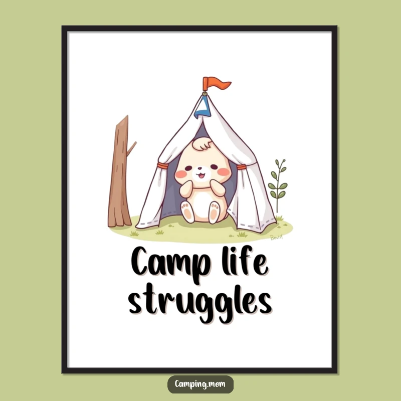 Funny Tent Setup Digital Art - Hilarious Animal Camping Print, Perfect Art Funny Gift