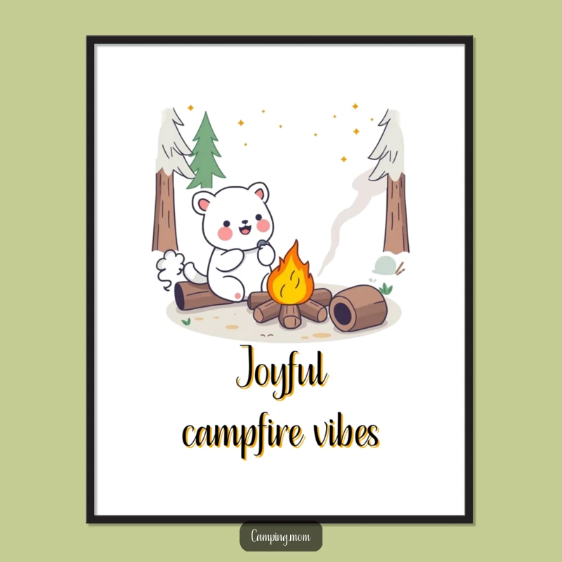 Funny Kawaii Camping Animal Digital Print - Cheerful Campfire Song Decor