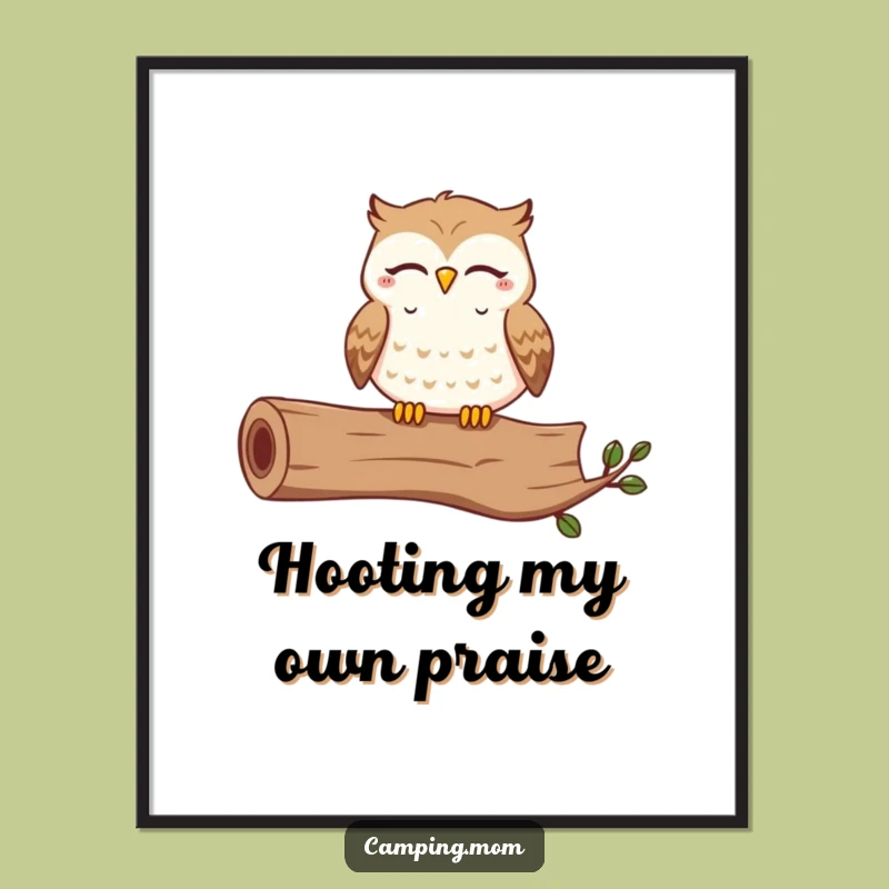 Funny Owl Digital Art: Contented Hooting Owl Print - Instant Funny Gift Download