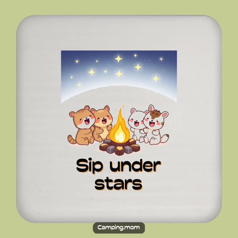 Funny Campfire Night Coasters: Protect Surfaces with Celestial Charm