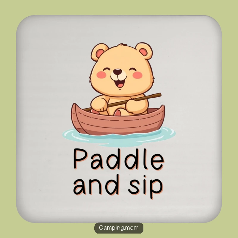 Funny Mama Bear Canoe Coaster Set: Protect Surfaces with Water Fun