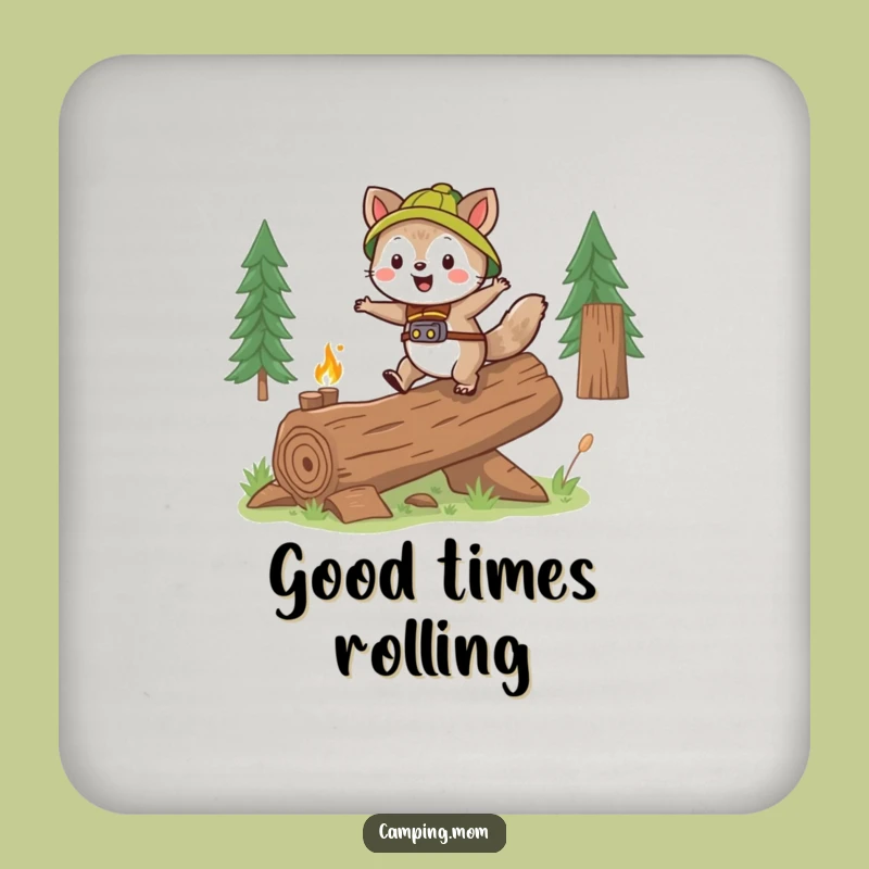 Funny Skipping Animal Log Coaster - Protect Surfaces with a Smile!
