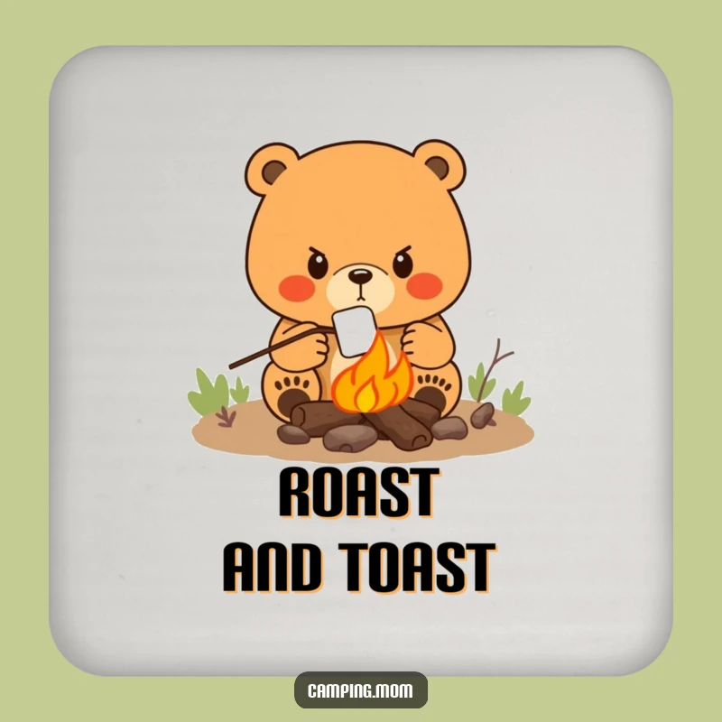 Funny Mama Bear Campfire Coaster Set: Protect Surfaces with Humor