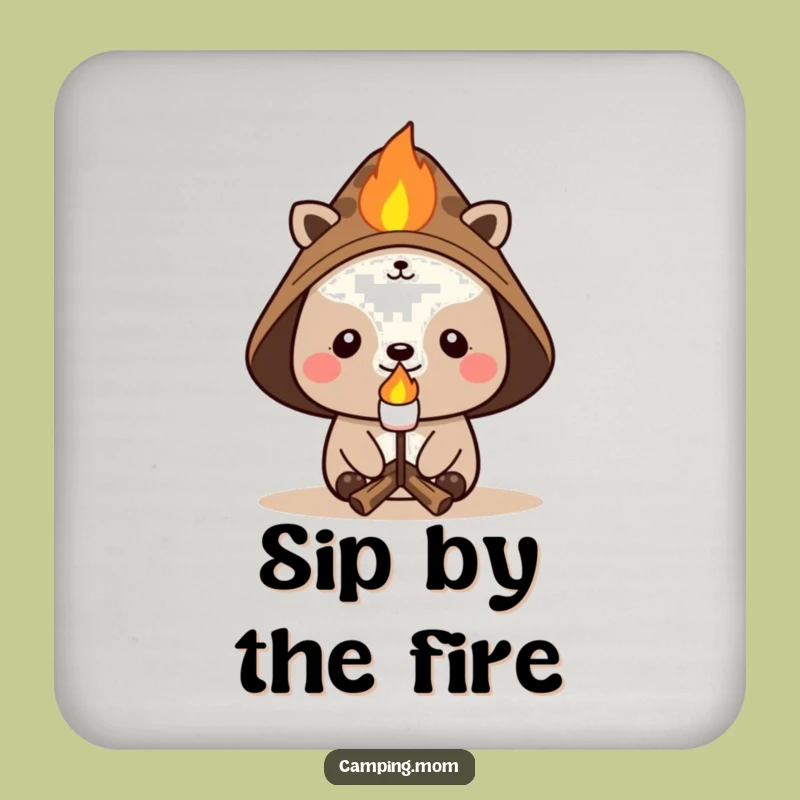 Funny Campfire Character Coasters: Protect Surfaces with Outdoor Fun