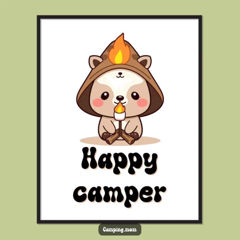Funny Campfire Character Poster: Whimsical Art for Outdoor Lovers and Camp Fans