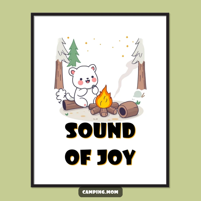 Funny Kawaii Camping Animal Poster - Cheerful Campfire Song Wall Art