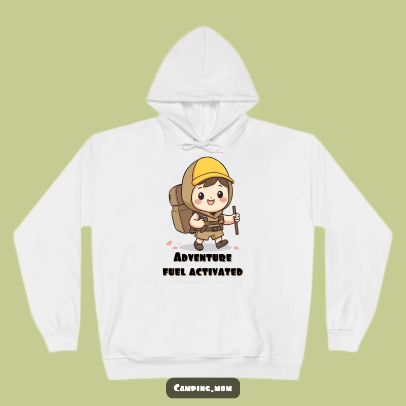 Cozy Funny Kawaii Hiker Hoodie: Happy Camper Character Backpacking Warm Gift