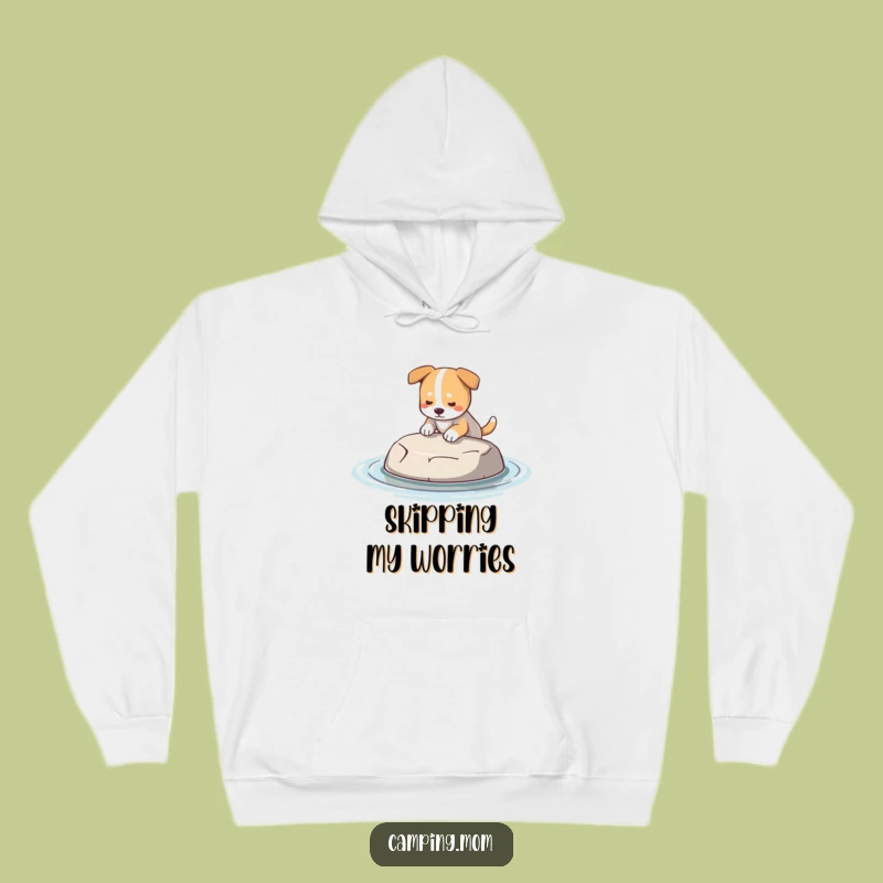 Funny Dog Skipping Stone Hoodie - Cozy Outdoor Companion, Excellent Humorous Gift