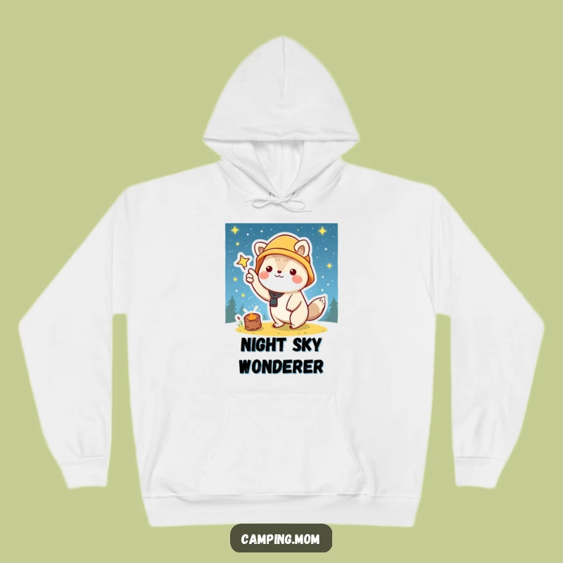 Funny Kawaii Camping Hoodie: Starry Night Pointer - Cozy Celestial Gift
