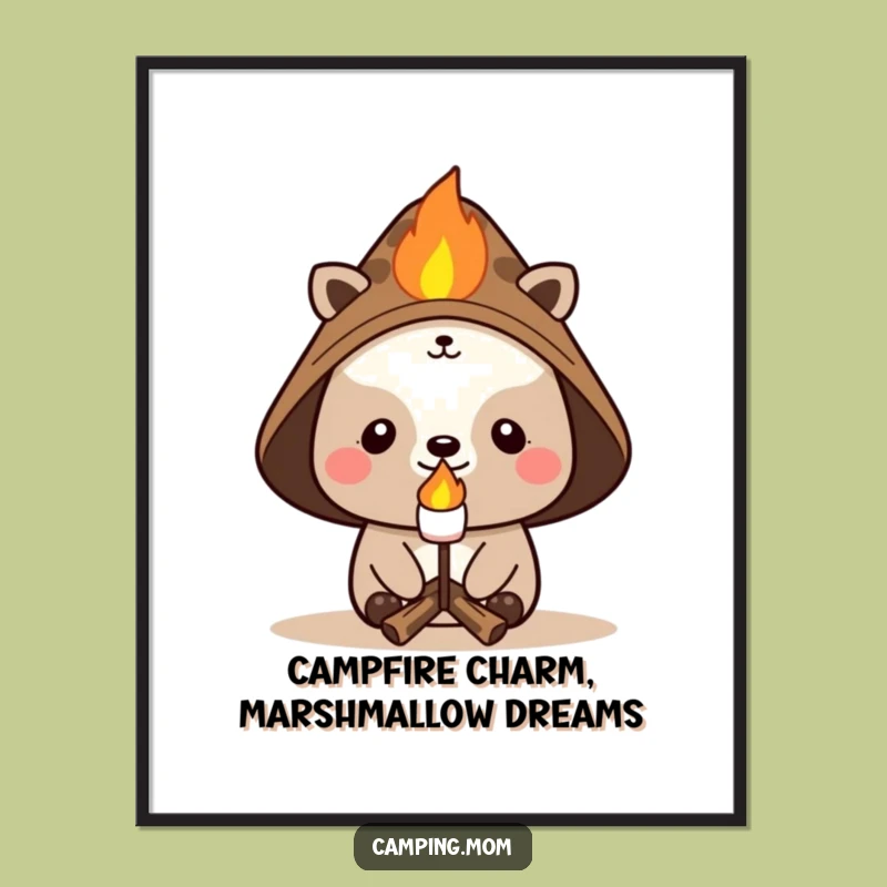 Free Printable Wall Art: Cheerful Camper Marshmallow Decor - Cozy Downloadable Art Gift