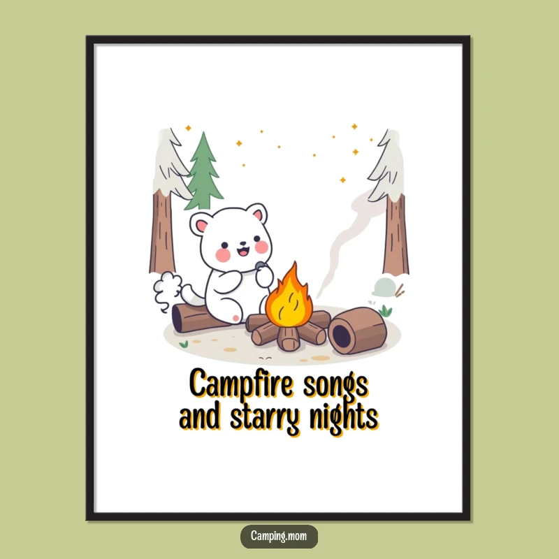 Free Printable Wall Art: Singing Kawaii Animal Campfire Cheer Funny Downloadable Decor