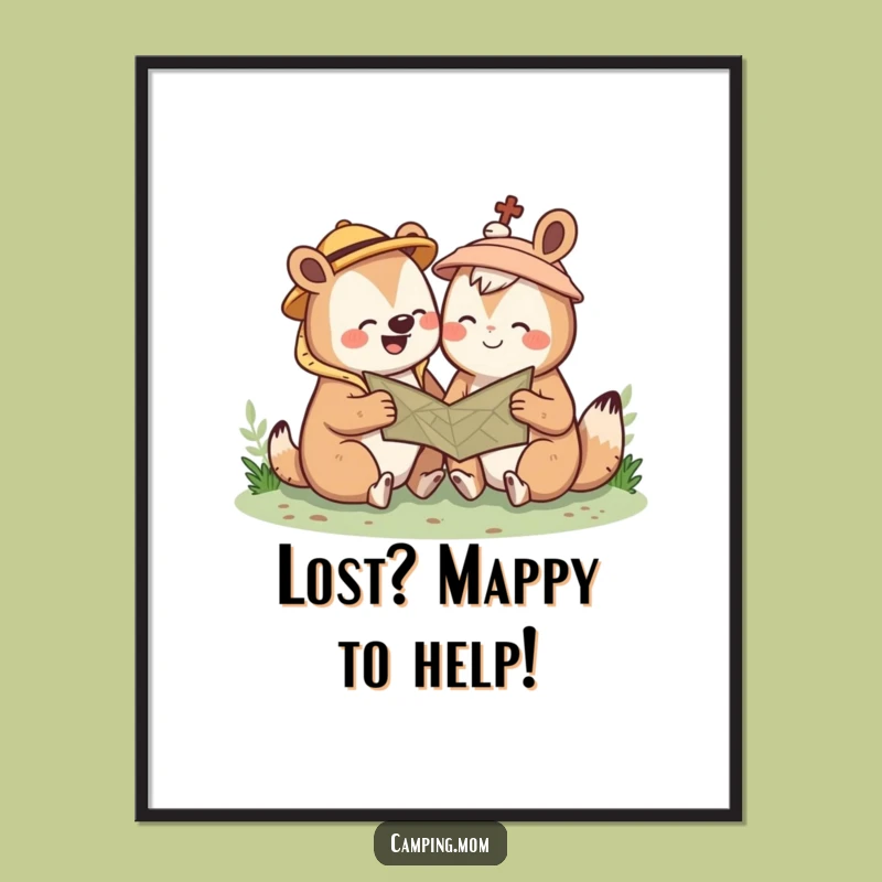 Free Printable Wall Art: Giggling Camping Animal, Adventurous Downloadable Art for Cozy Spaces