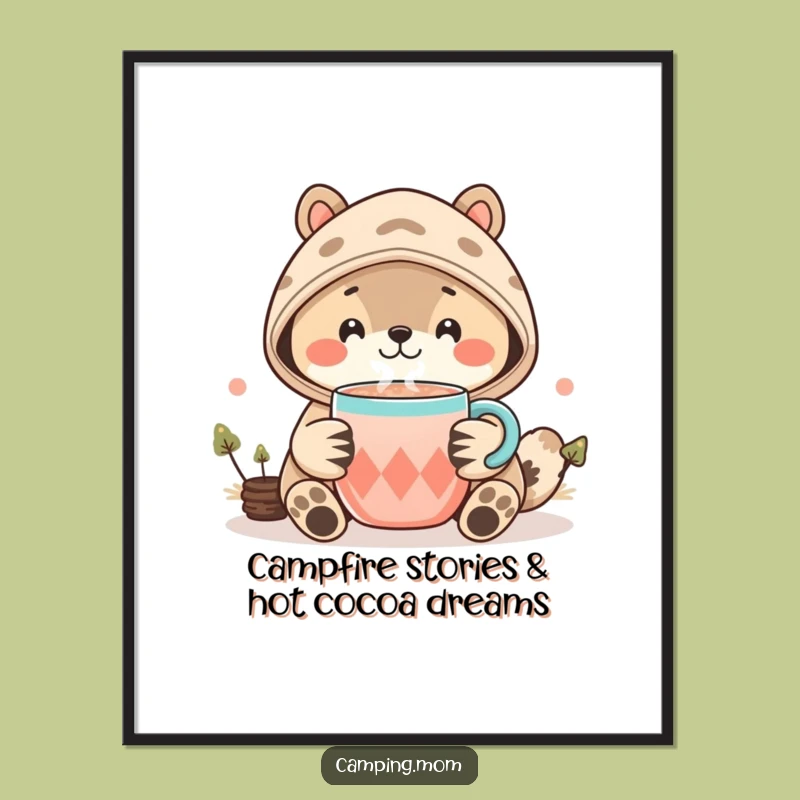 Free Printable Wall Art: Kawaii Animal Cocoa Cozy Vibes Funny Downloadable Decor