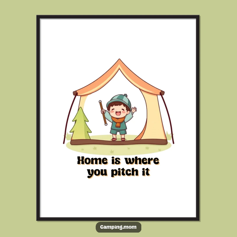 Free Printable Wall Art: Funny Camping Tent Setup Humor Downloadable Decor