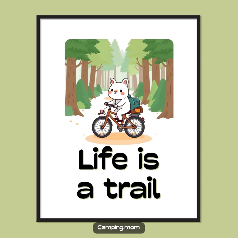 Funny Free Printable Wall Art: Playful Cyclist Forest Path Art!