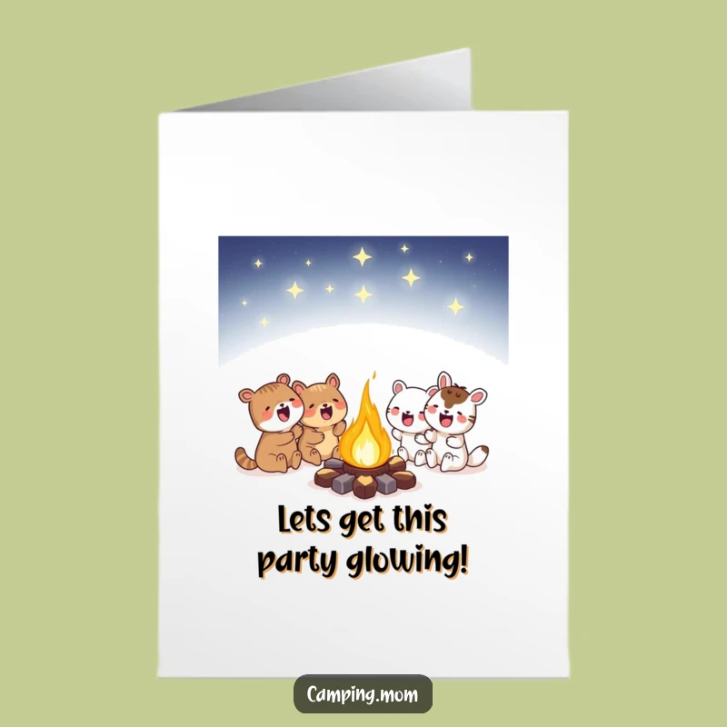 Free Printable Birthday Card: Campfire Friends Wishing Happy Birthday - Starry Night Gift