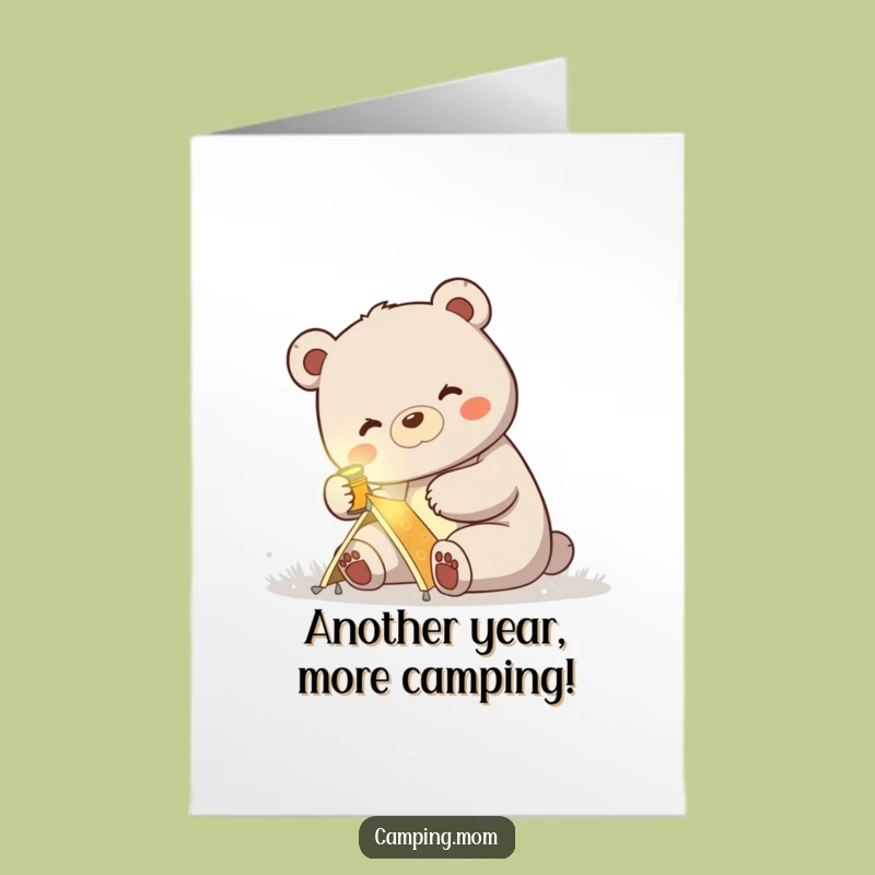 Free Printable Funny Birthday Card: Mama Bear Camping Adventure!