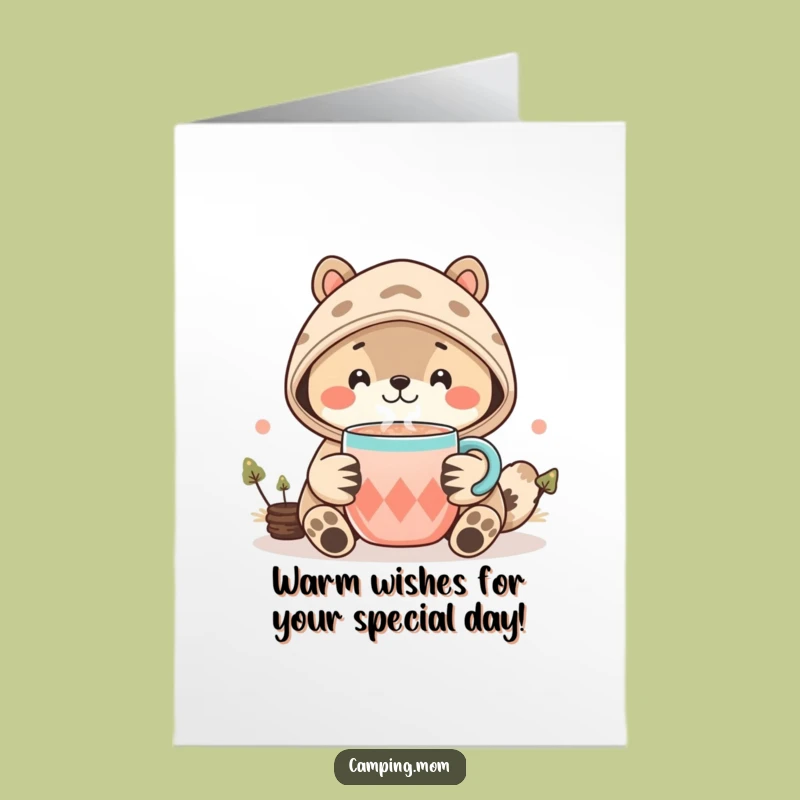 Free Printable Birthday Card: Kawaii Animal Cocoa Cheer Funny Downloadable Gift