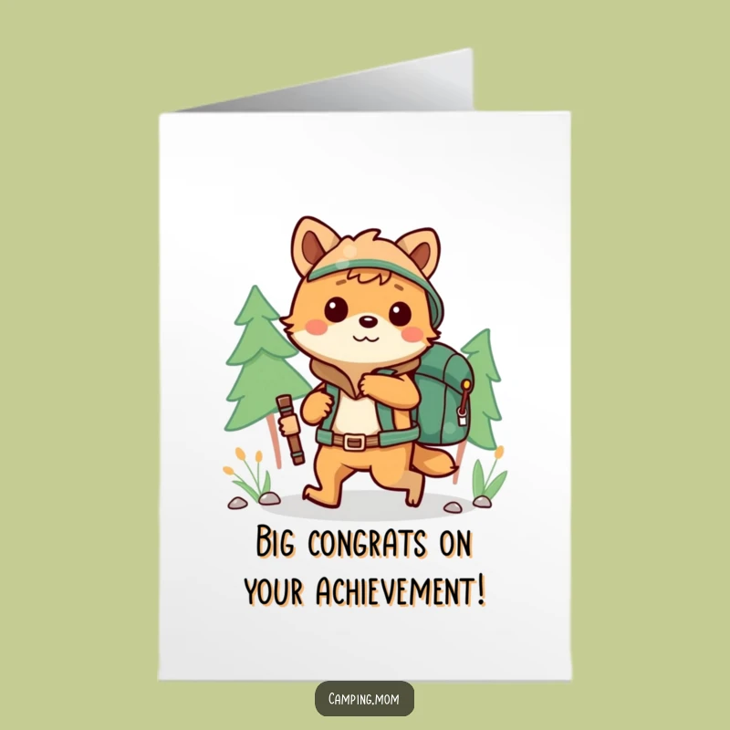 Free Printable Congrats Card: Hiking Animal Backpack Success Downloadable Humor