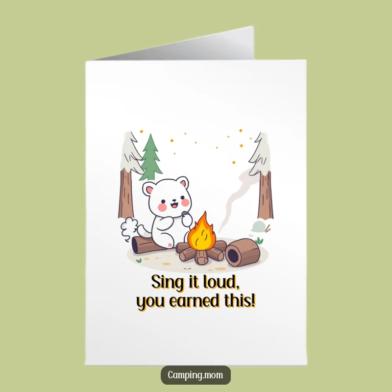 Free Printable Congrats Card: Singing Kawaii Animal Campfire Joy Funny Gift