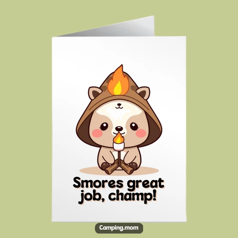 Free Printable Congrats Card: Cheerful Camper Marshmallow Magic - Downloadable Gift