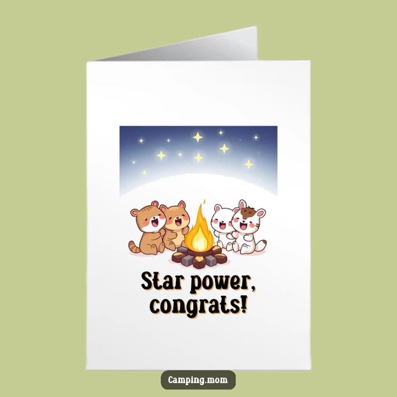 Free Printable Congrats Card: Campfire Celebration Under Stars - Downloadable Gift
