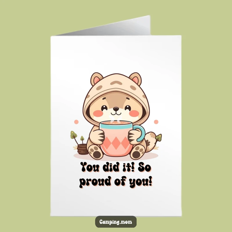 Free Printable Congrats Card: Kawaii Animal Cocoa Hugs Funny Downloadable Gift