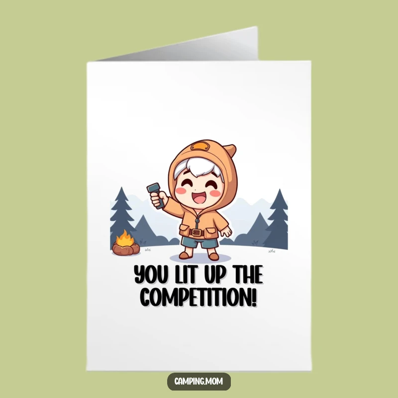Free Printable Congrats Card: Dramatic Camper Flashlight Spotlight Funny