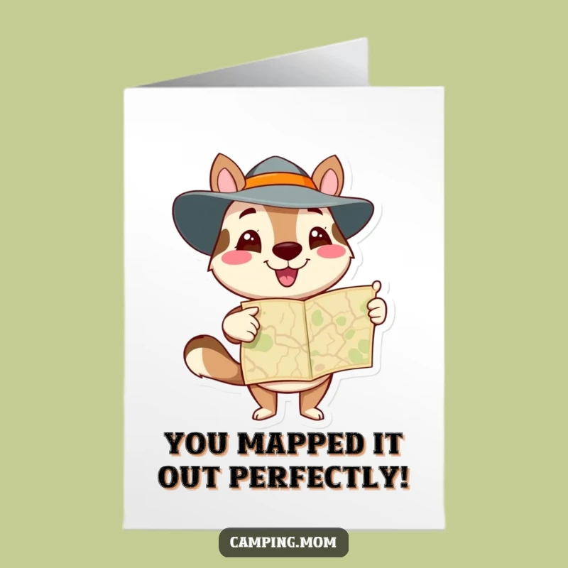 Free Printable Congrats Card: Funny Adventurous Animal Map Design for a Downloadable Gift