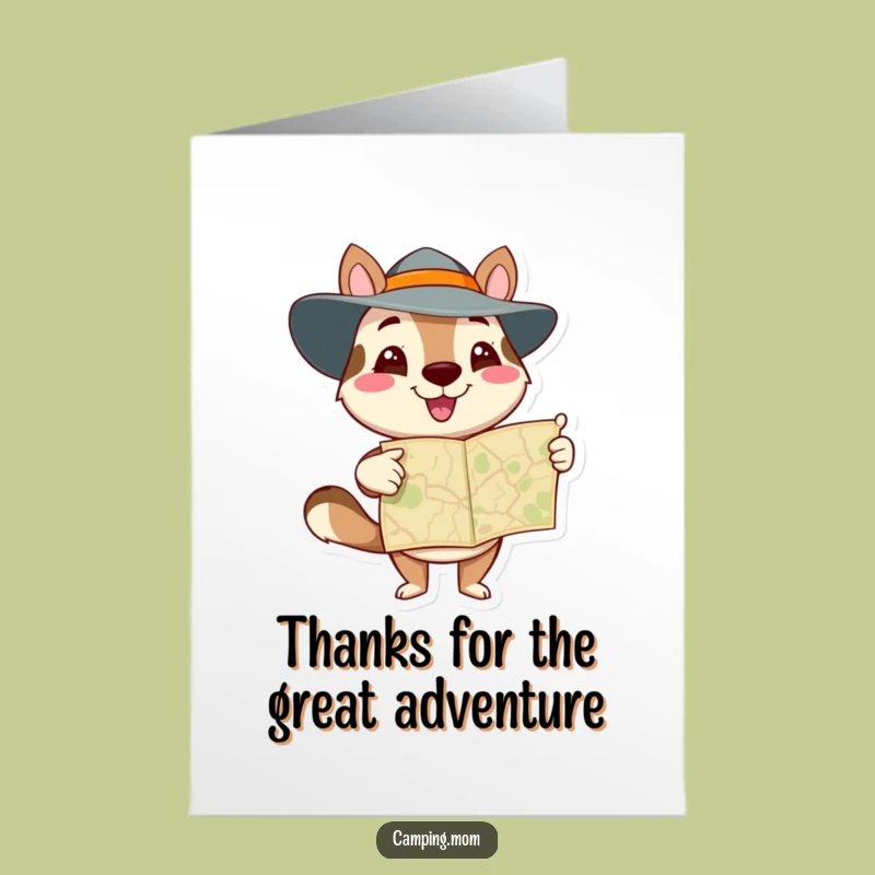 Free Printable Thank You Card: Funny Adventurous Animal Map Design for a Downloadable Gift