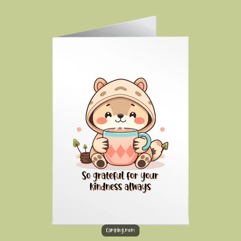 Free Printable Thank You Card: Kawaii Animal Cocoa Gratitude Funny Downloadable Gift