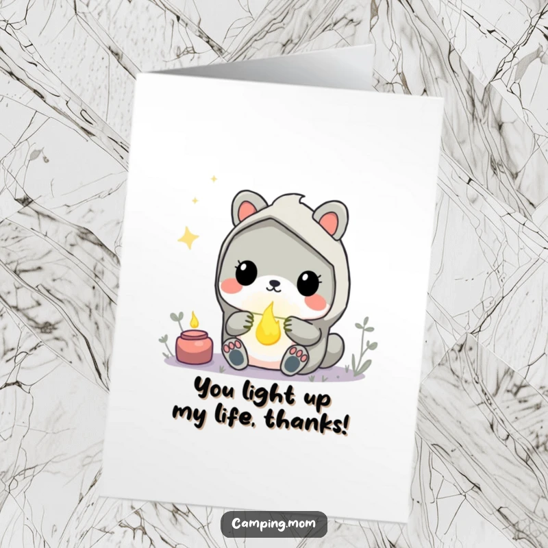 Funny Free Printable Thank You Card: A kawaii animal is mesmerized by the soft glow of a tiny firefly. Thank you for the magic.