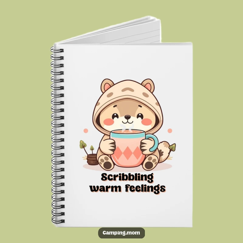 Funny Kawaii Camping Animal Notebook - Cozy Smile Cocoa Journal Gift