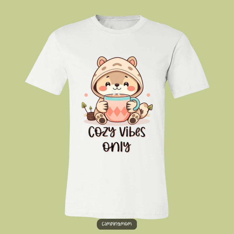 Funny Kawaii Camping Animal T-Shirt - Cozy Cocoa Smile Tee for Him & Her