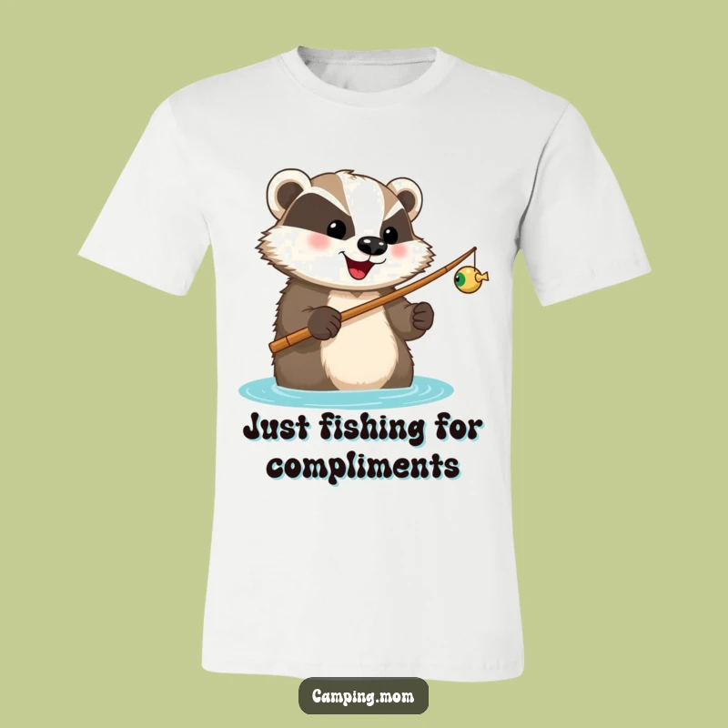 Funny Badger Fishing T-Shirt: Happy Angler Ready to Cast - A Hilarious Funny Gift