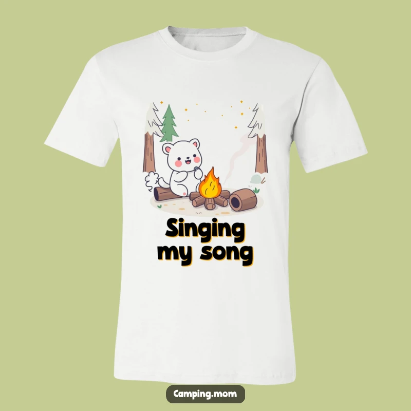 Funny Kawaii Camping Animal Singing T-Shirt - Cheerful Campfire Fun Tee