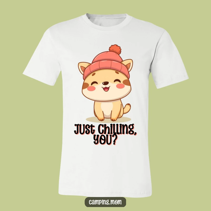 Show off your love for camping and humor with this funny t-shirt featuring a smiling animal in a beanie. It's a comfortable and conversation-starting piece.