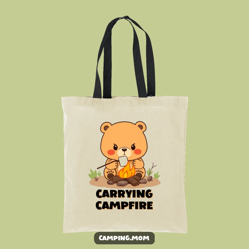Funny Mama Bear Campfire Tote Bag: Carry Your S'mores Supplies