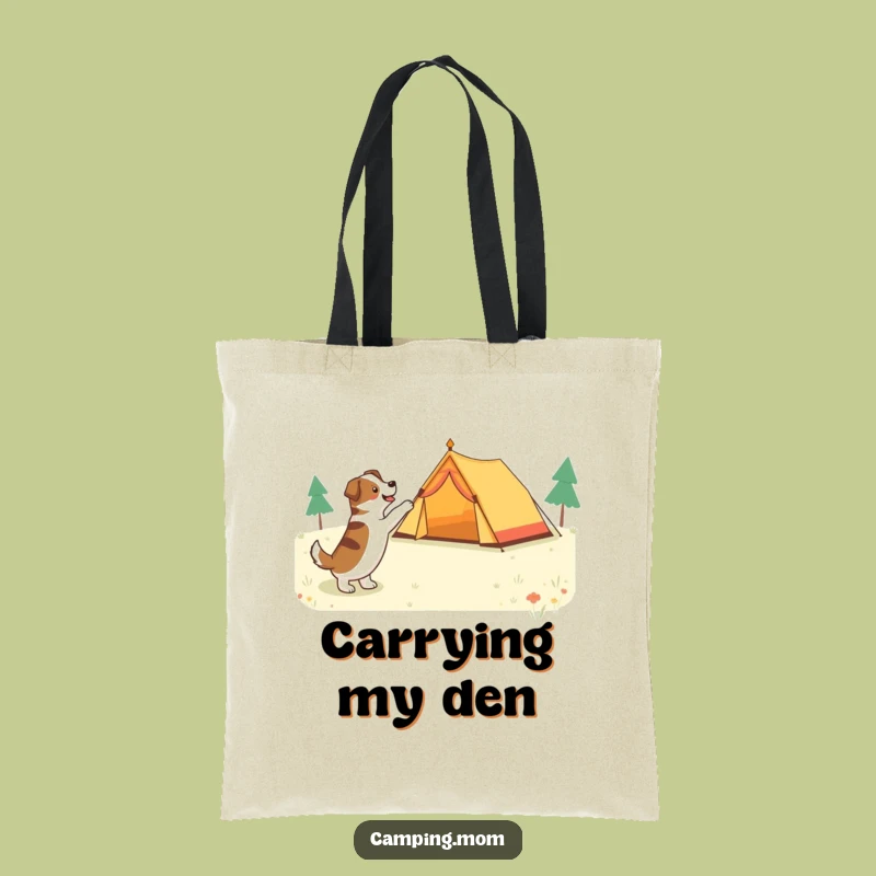 Funny Tent Dog Canvas Tote Bag - Camping Trip Essential